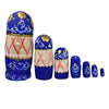 Wooden Blue and Gold Russian Matryoshka Nesting Dolls 7 Pieces