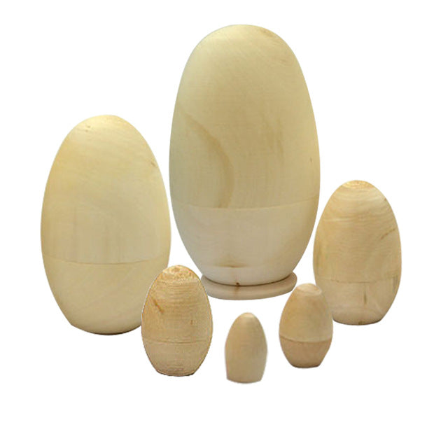 Blank Egg Shaped Paintable Matryoshka Nesting Dolls 6 Pieces