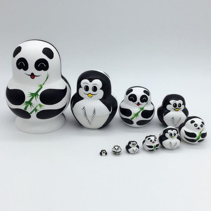 Pandas and Penguins Matryoshka Nesting Dolls 10 Pieces