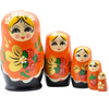 Orange Wooden Matryoshka Nesting Dolls 5 Pieces