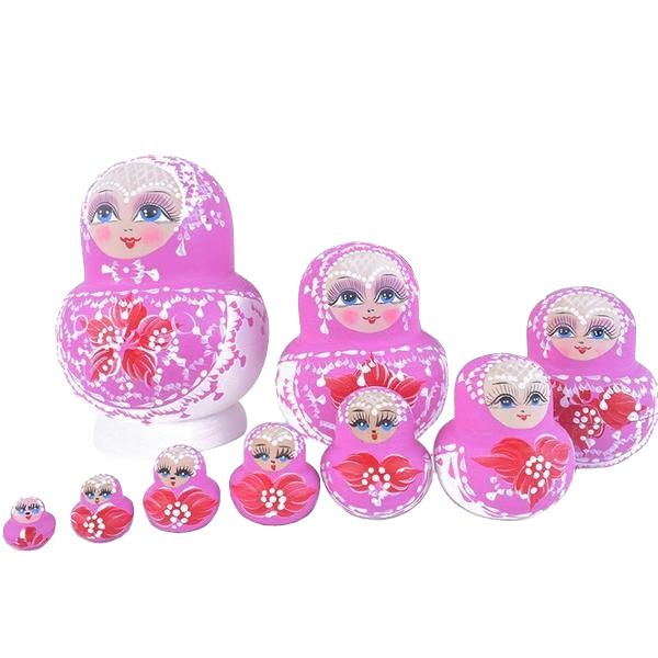 Pink 10 Pieces Matryoshka Nesting Dolls