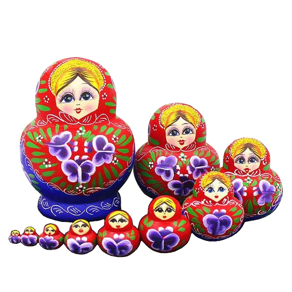 10 Pieces Red Matryoshka Nesting Dolls