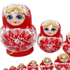 Red Wooden Babushka Dolls 10 Pieces