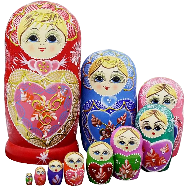 Authentic Basswood Princess Matryoshka Nesting Dolls 7 Pieces