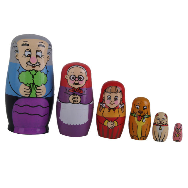 Rustic Family Matryoshka Nesting Dolls 6 Pieces