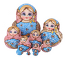 Blue Wooden Matryoshka Nesting Dolls 10 Pieces
