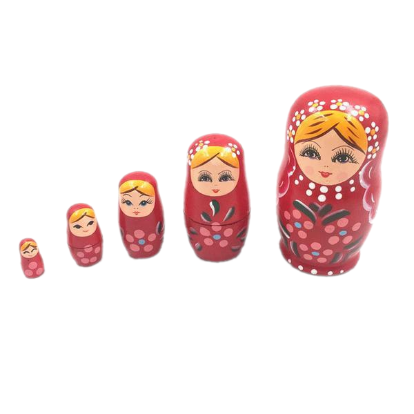 Lady in Red Matryoshka Nesting Dolls 5 Pieces