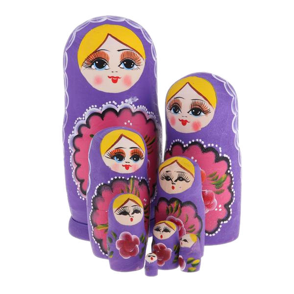 Elegant Purple Matryoshka Nesting Dolls 8 Pieces