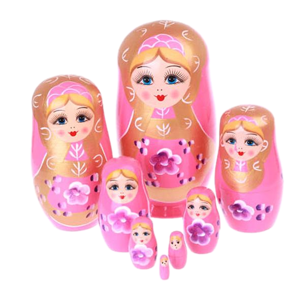 Pink Cutie Girl Matryoshka Nesting Dolls 8 Pieces