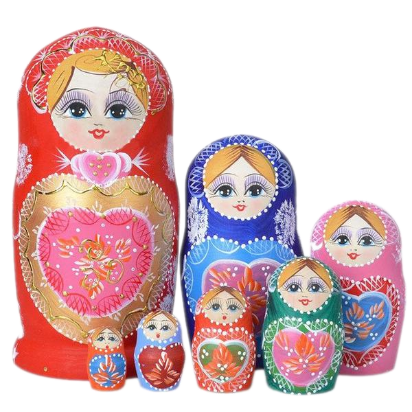 Large Colorful Matryoshka Nesting Dolls 7 Pieces