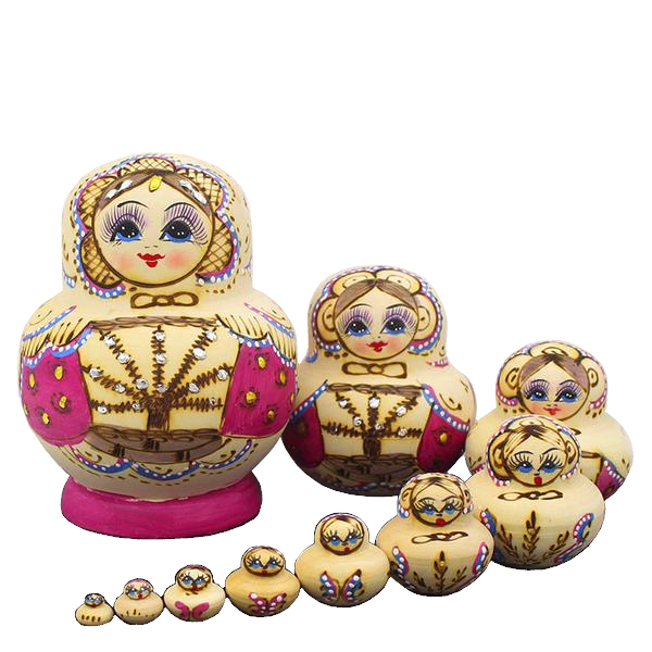 Traditional Russian Matryoshka Nesting Dolls 10 Pieces