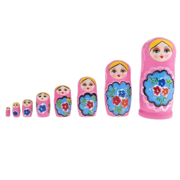 Elegant Pink Matryoshka Nesting Dolls 8 Pieces