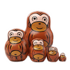 Playful Brown Monkeys Matryoshka Nesting Dolls 5 Pieces