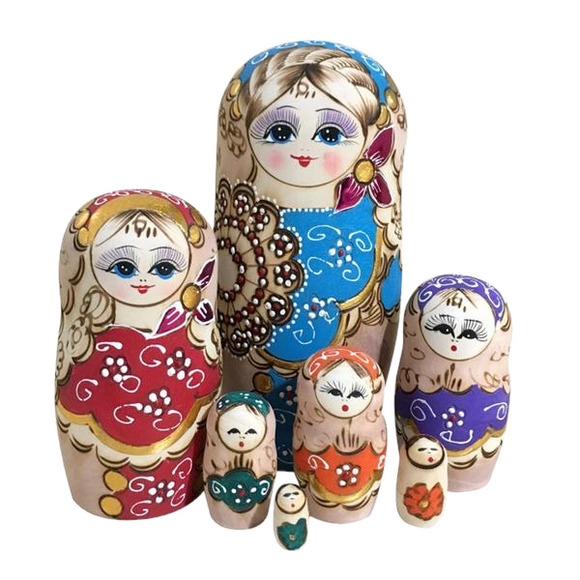 Colorful Matryoshka Nesting Dolls 7 Pieces