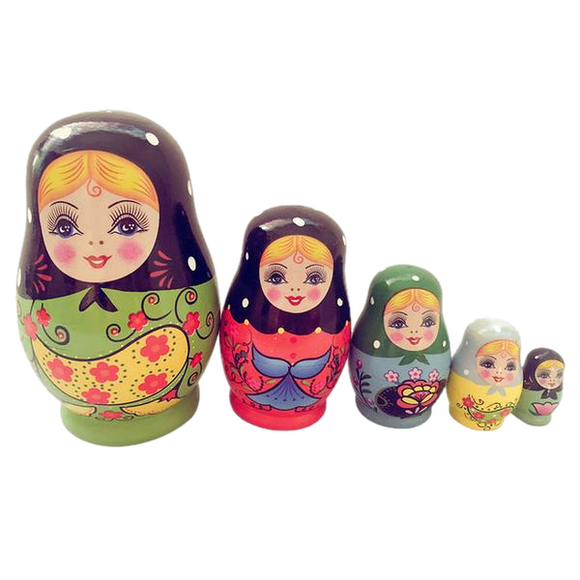 Cute Young Girls Matryoshka Nesting Dolls 5 Pieces