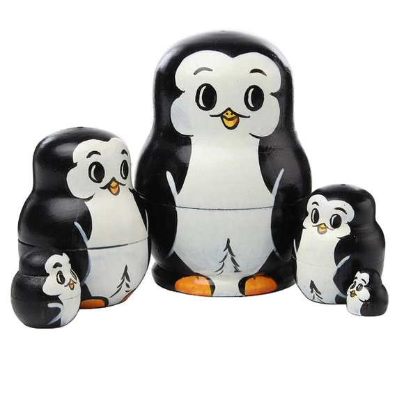Cute Baby Penguins Matryoshka Nesting Dolls 5 Pieces