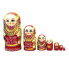 Wooden Red and Gold Russian Matryoshka Nesting Dolls 7 Pieces