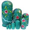 Green Floral  Matryoshka Nesting Dolls 8 Pieces
