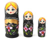 Wooden Black Matryoshka Nesting Dolls 5 Pieces