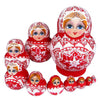 Red Wooden Babushka Dolls 10 Pieces