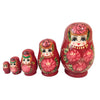 Red Wooden Matryoshka Nesting Dolls 5 Pieces