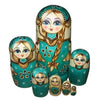 Green Matryoshka Nesting Dolls 7 Pieces