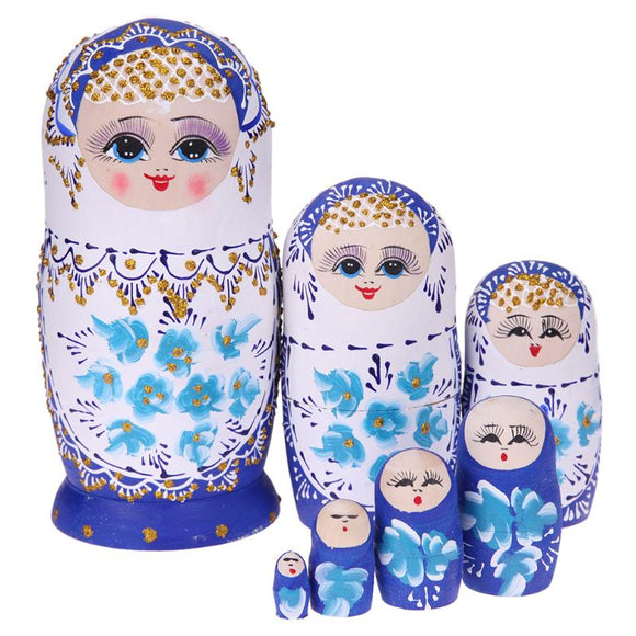 White Wooden Matryoshka Nesting Dolls 7 Pieces