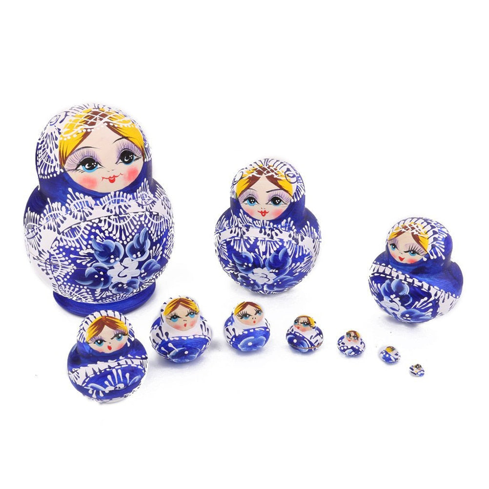 Small Wooden Matryoshka Nesting Dolls 10 Pieces - Main Image