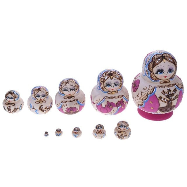 Patterned Matryoshka Nesting Dolls 10 Pieces