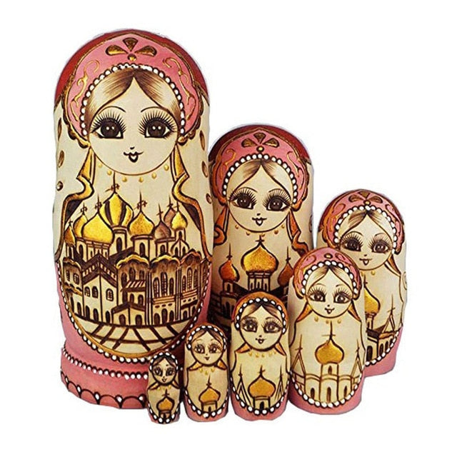 Authentic Basswood Princess Matryoshka Nesting Dolls 7 Pieces