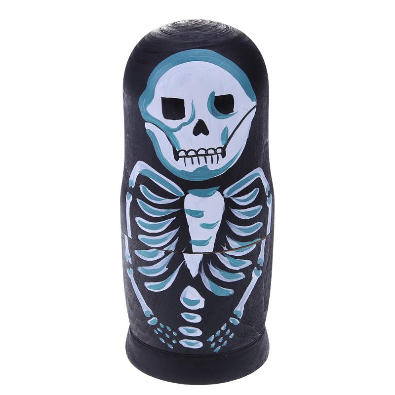 Spooky Skeleton Matryoshka Nesting Dolls 5 Pieces