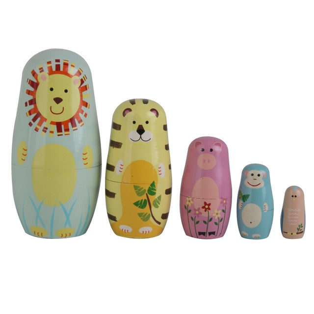 Jungle Animals Matryoshka Nesting Dolls Pieces